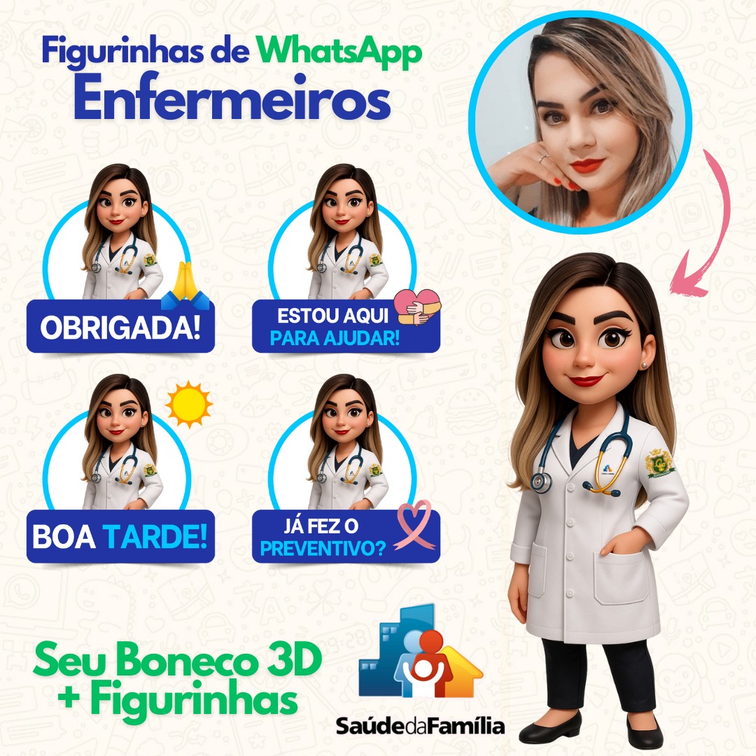 Pack de Figurinhas + Boneco 3D para Enfermeiros